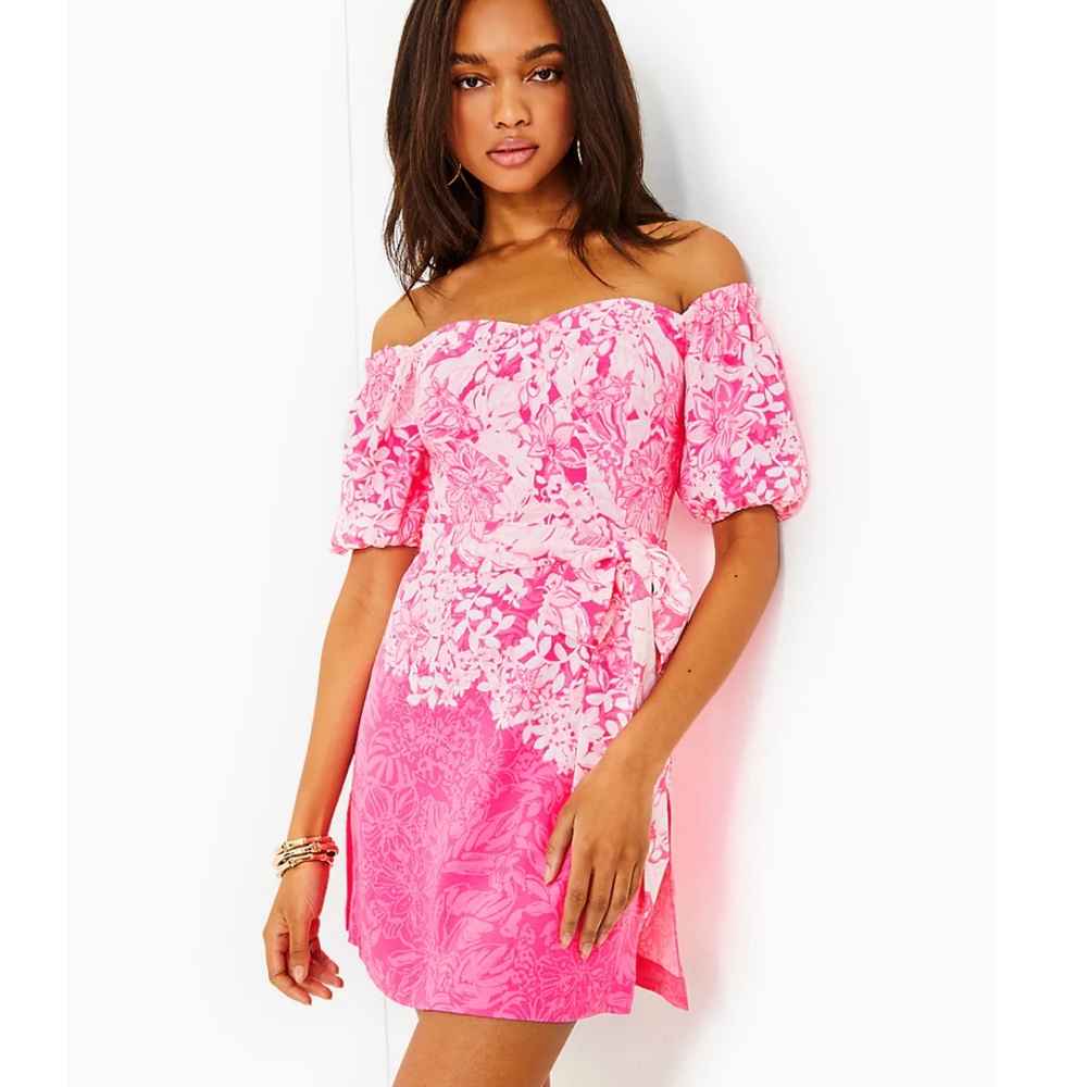 Lilly Pulitzer Winola   Roxie Pink Shadow Dancer Engineered Romper 014714 New!
